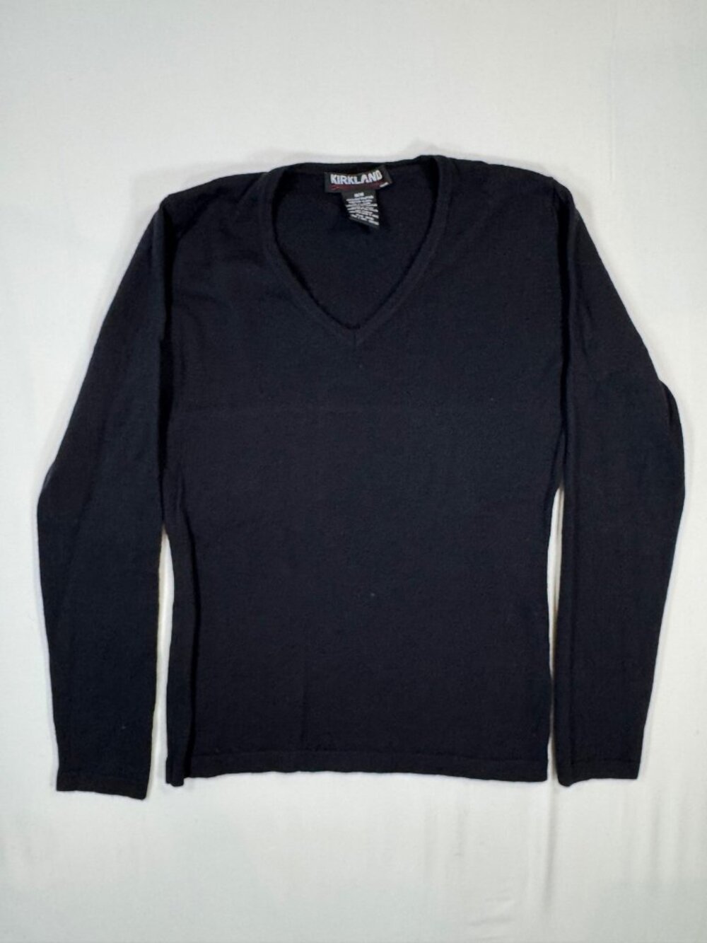 Kirkland Sweater V-Neck Black Extra Fine Merino Wool M Minimalist Quiet Luxury